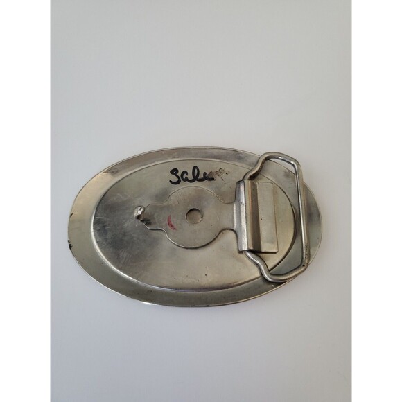 Vintage Silver Tone and Red Oval Fire Department Belt Buckle 2.5 IN Wide - Picture 6 of 7